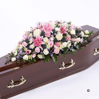 Pink and White Casket Spray