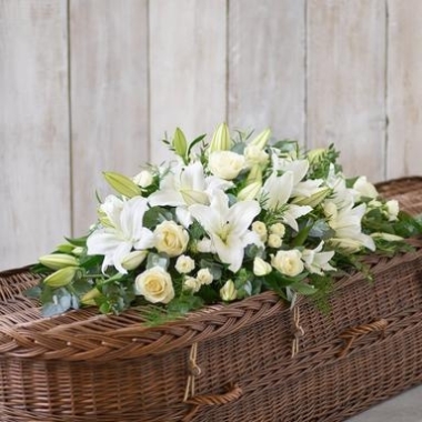 White and Green Casket Spray